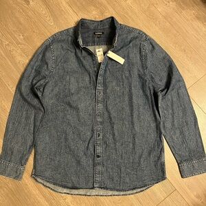 Express Denim Blue Casual Button Down Shirt